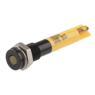RS PRO Yellow Panel Mount Indicator 12V dc 20mA Solder Tab Termination IP67 Flush Bezel 700-1619