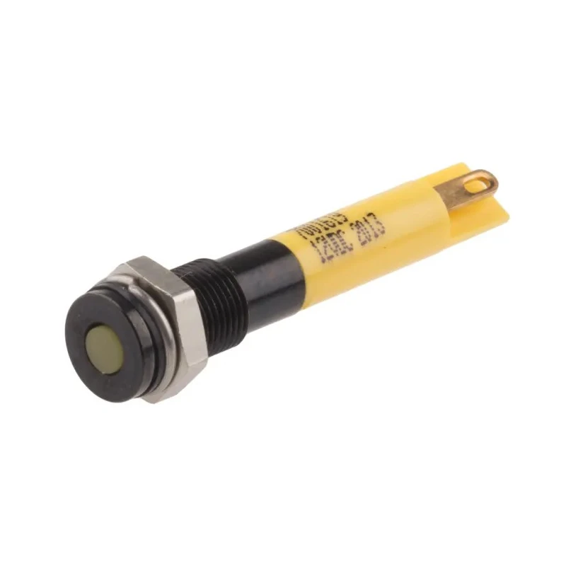 RS PRO Yellow Panel Mount Indicator 12V dc 20mA Solder Tab Termination IP67 Flush Bezel 700-1619