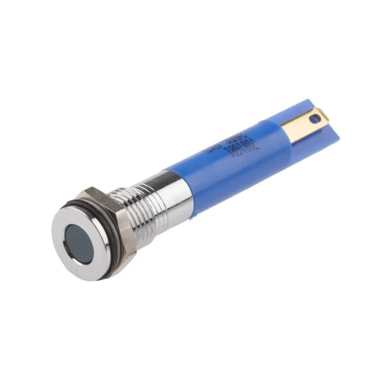 RS PRO Blue Panel Mount Indicator 24V DC 20mA Silver Flush Bezel IP67 700-1681