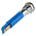 RS PRO Blue Panel Mount Indicator LED, 220V AC, 20mA, Solder Tab Termination, IP67, Flush Bezel, Model 700-1700