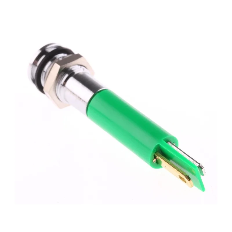 RS PRO Green Panel Mount Indicator, 220V AC, 20mA, Solder Tab Termination, IP67, Flush Bezel 700-1697
