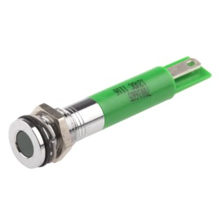 RS PRO Green Panel Mount Indicator, 12V DC, 20mA, Solder Tab Termination, IP67, Flush Bezel 700-1665