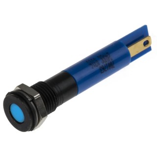 RS PRO Blue Panel Mount Indicator 24V DC 20mA Solder Tab Termination IP67 Flush Bezel 700-1763