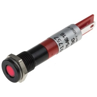 RS PRO Red Panel Mount Indicator 24V DC 20mA Solder Tab Termination IP67 Flush Bezel 700-1757