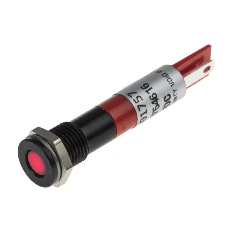 RS PRO Red Panel Mount Indicator 24V DC 20mA Solder Tab Termination IP67 Flush Bezel 700-1757