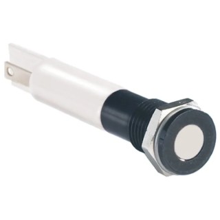 RS PRO White Panel Mount Indicator, 12V DC, 20mA, Solder Tab Termination, IP67 Ingress Protection, Flush Bezel Style 700-1748