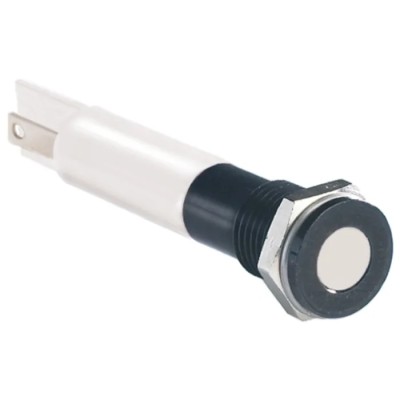 RS PRO White Panel Mount Indicator, 12V DC, 20mA, Solder Tab Termination, IP67 Ingress Protection, Flush Bezel Style 700-1748
