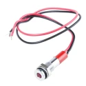 RS PRO Red Panel Mount Indicator, 12V dc, 20mA Current, Lead Wire Termination, IP67 Protection, Flush Silver Bezel 700-1805