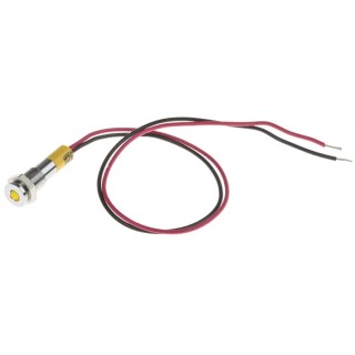 RS PRO Yellow Panel Mount Indicator 24V DC 20mA Lead Wire Termination IP67 Flush Bezel 700-1836