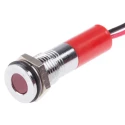 RS PRO Red Panel Mount Indicator 220V AC 20mA Lead Wire Termination Flush Silver Bezel IP67 700-1943