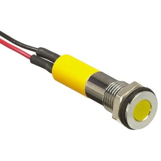 RS PRO Yellow Panel Mount Indicator 2V dc 20mA Lead Wire Termination IP67 Flush Bezel 700-1899