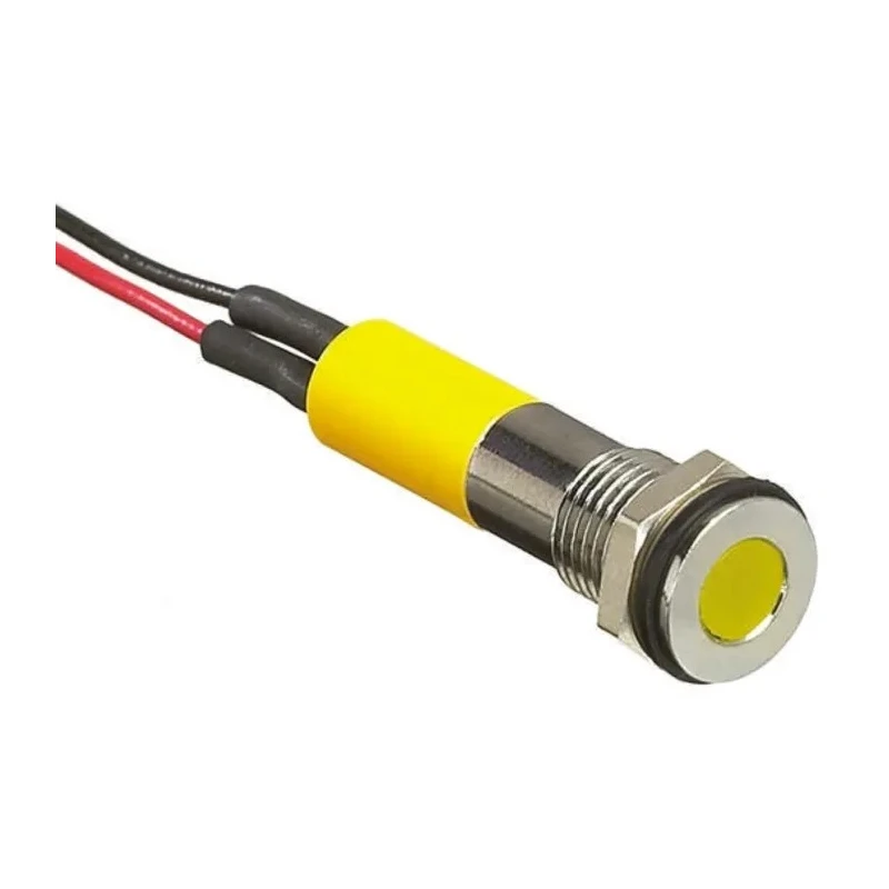 RS PRO Yellow Panel Mount Indicator 2V dc 20mA Lead Wire Termination IP67 Flush Bezel 700-1899