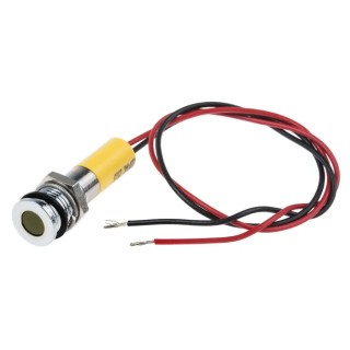 RS PRO Yellow Panel Mount Indicator 220V AC, 20mA, Lead Wire Termination, IP67, Flush Bezel 700-1940