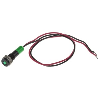 RS PRO Green Panel Mount Indicator 24V DC 20mA Lead Wire Termination IP67 Flush Bezel 700-1877