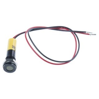 RS PRO Yellow Panel Mount Indicator, 24V dc, 20mA, Lead Wire Termination, IP67, Flush 700-2006