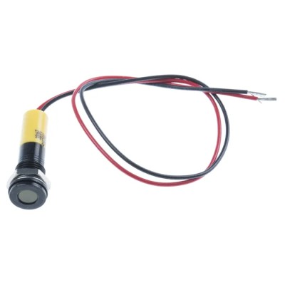 RS PRO Yellow Panel Mount Indicator, 24V dc, 20mA, Lead Wire Termination, IP67, Flush 700-2006