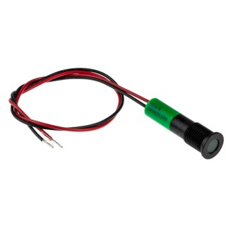 RS PRO Green Panel Mount Indicator 220V AC 20mA Lead Wire Termination IP67 Flush Bezel 700-2016