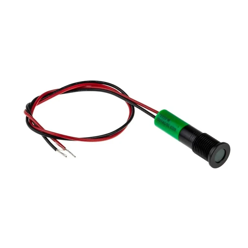 RS PRO Green Panel Mount Indicator 220V AC 20mA Lead Wire Termination IP67 Flush Bezel 700-2016