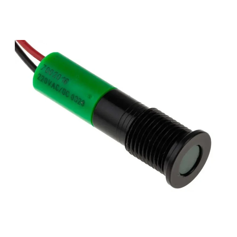 RS PRO Green Panel Mount Indicator 220V AC 20mA Lead Wire Termination IP67 Flush Bezel 700-2016