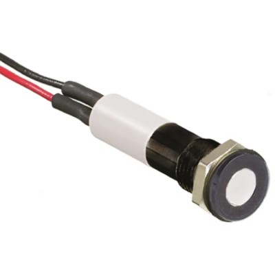 RS PRO White Panel Mount Indicator 24V DC 20mA Lead Wire Termination IP67 Flush 700-2019