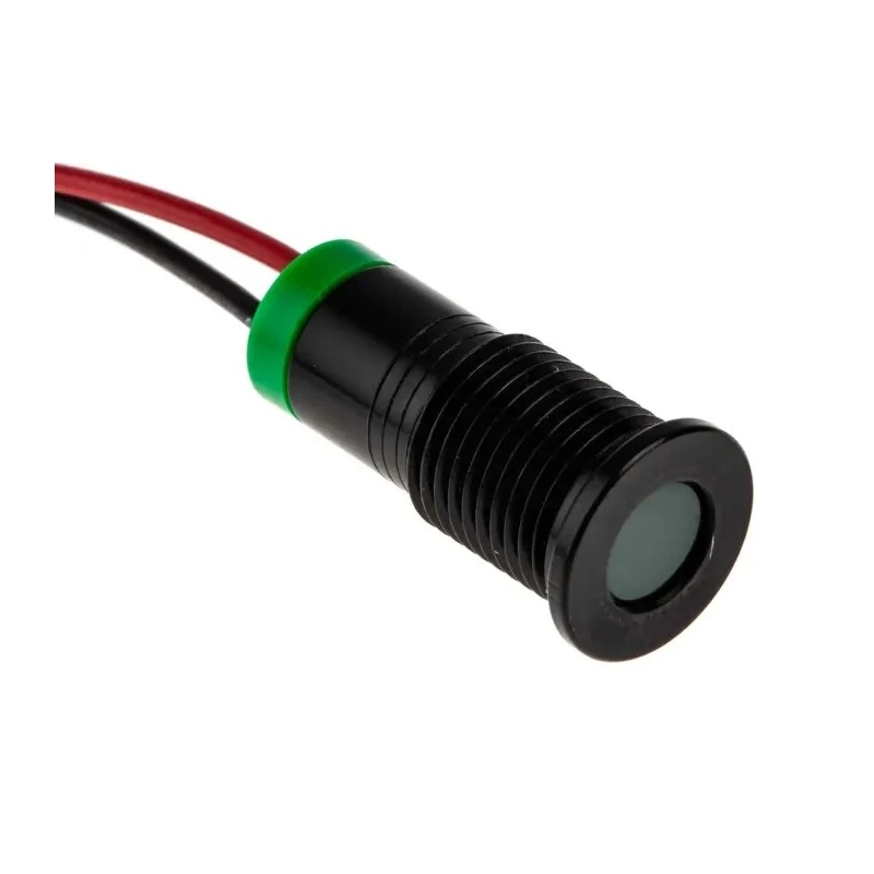 RS PRO Green Panel Mount Indicator 2V DC 20mA Lead Wire Termination IP67 Flush Bezel 700-1962