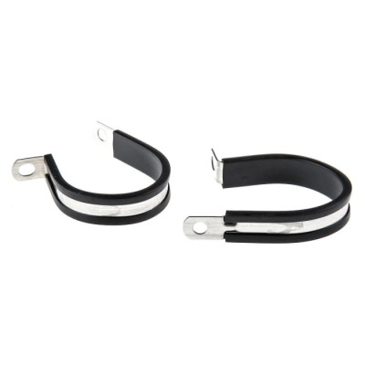 JCS Hi-Torque P-Clip 40 mm ID Black Rubber Coated 304 Stainless Steel PCSR40RS