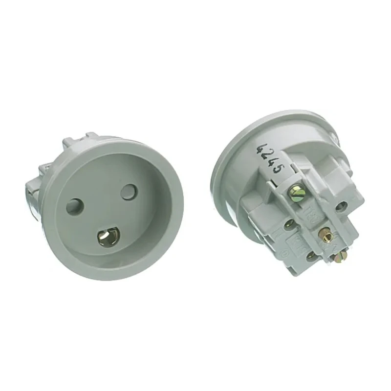 LK 10A Denmark Mains Connector Grey Panel Mount Thermoplastic Screw 102S5182