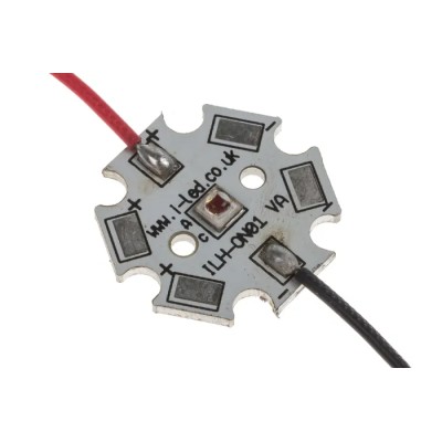 Intelligent LED Solutions LED Array 1-LEDs Red Current 1A Radiant Flux 250mW 20mm Diameter IHH-OM01-FRED-SC221-WIR200.