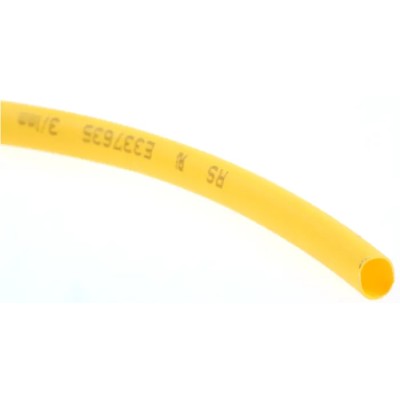RS PRO Heat Shrink Tubing Yellow 3 mm Sleeve Dia. x 10m Length 3:1 Ratio 700-4475