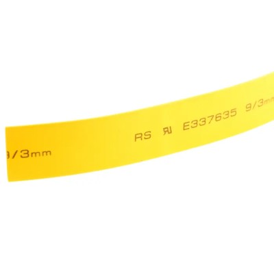 RS PRO Heat Shrink Tubing Yellow 9 mm Sleeve Diameter 5 m Length 3:1 Ratio 700-4472
