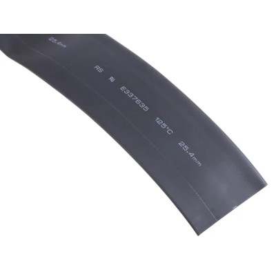 RS PRO Heat Shrink Tubing Black Polyolefin Flame Retardant 25.4 mm Sleeve Dia 3m Length 2:1 Ratio 700-4668