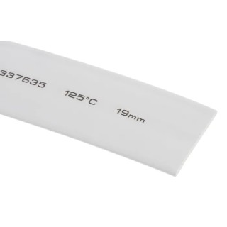 RS PRO Heat Shrink Tubing 19 mm Sleeve Diameter x 5m Length White Polyolefin Flame Retardant 2:1 Ratio 700-4787
