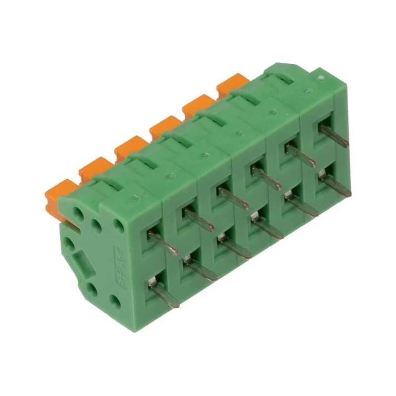 Phoenix Contact Angled Wave Soldering Mount PCB Terminal Block, 6 Contacts, 3.5 mm Pitch, 16A, 160V, Polyamide 1862084