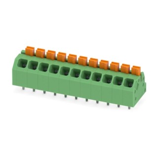 Phoenix Contact PCB Terminal Block SPTAF 1/11-3.5-EL Series, 11 Contacts, 3.5 mm Pitch, Angled, Wave Soldering Mount 1862136