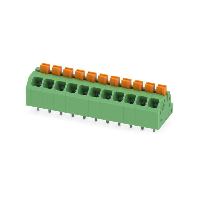 Phoenix Contact PCB Terminal Block SPTAF 1/11-3.5-EL Series, 11 Contacts, 3.5 mm Pitch, Angled, Wave Soldering Mount 1862136