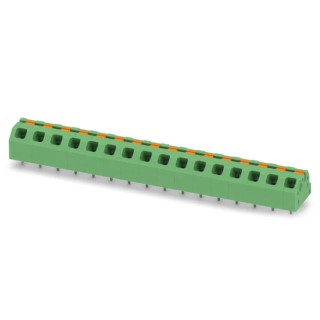 Phoenix Contact SPTAF 1/16-5.0-IL Series Angled Wave Soldering Mount PCB Terminal Block, 16 Contacts, 5 mm Pitch 1862563