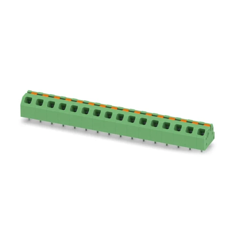 Phoenix Contact SPTAF 1/16-5.0-IL Series Angled Wave Soldering Mount PCB Terminal Block, 16 Contacts, 5 mm Pitch 1862563