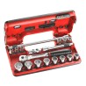 Facom 18-Piece 3/8 in 6 Point Socket Set JL.DBOX500, Chrome Vanadium Steel, Bright Chrome Finish