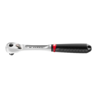 Facom 3/8 in Ratchet with Bi-Material Elastomer Handle, Satin Chrome Finish, Chrome Vanadium Steel, 210mm Overall JL.171