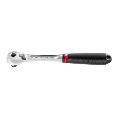 Facom 3/8 in Ratchet with Bi-Material Elastomer Handle, Satin Chrome Finish, Chrome Vanadium Steel, 210mm Overall JL.171