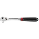 Facom 3/8 in Ratchet with Bi-Material Elastomer Handle, Satin Chrome Finish, Chrome Vanadium Steel, 210mm Overall JL.171