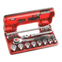 Facom 18-Piece 3/8 in 6 Point Socket Set J.360DBOX1 Chrome Vanadium Steel, Bright Chrome Finish