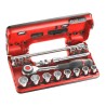 Facom 18-Piece 3/8 in 6 Point Socket Set J.360DBOX1 Chrome Vanadium Steel, Bright Chrome Finish