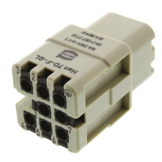 HARTING Heavy Duty Power Connector Insert 10A 250V Han D Series Female 8 Contacts 09210072732