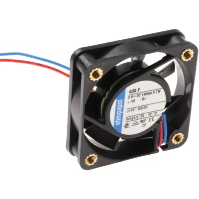 ebm-papst 400 F Series Compact DC Axial Fan, 5V DC, 700mW Power, 8 m³/h Airflow, IP20, 40mm Frame 