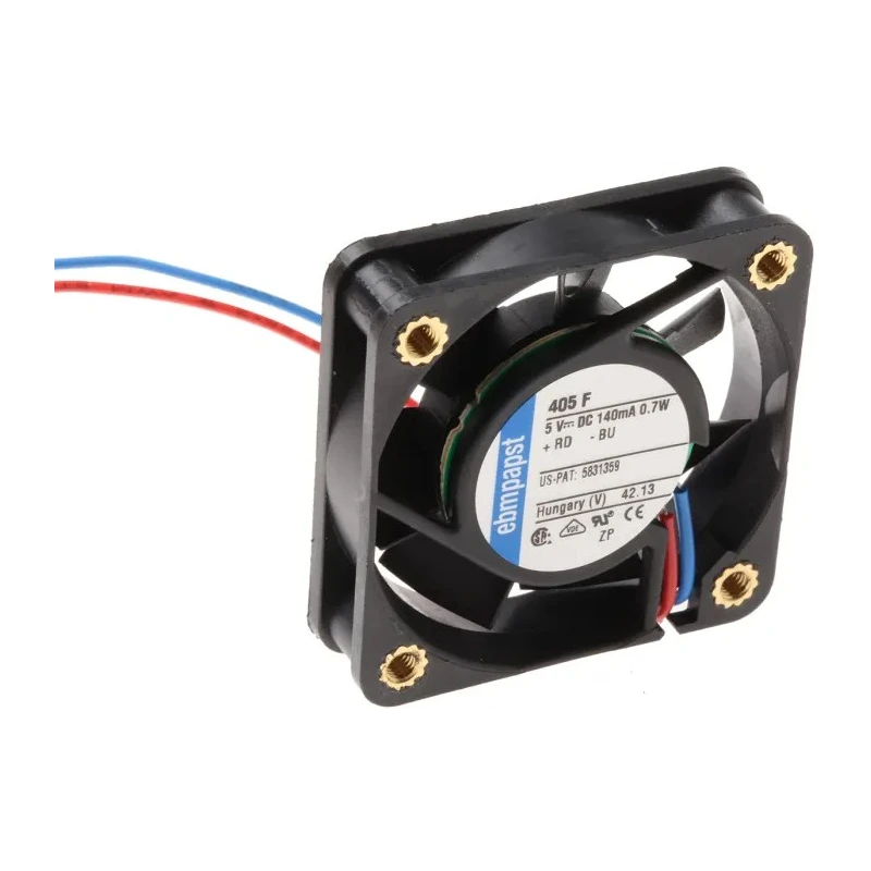 ebm-papst 400 F Series Compact DC Axial Fan, 5V DC, 700mW Power, 8 m³/h Airflow, IP20, 40mm Frame 