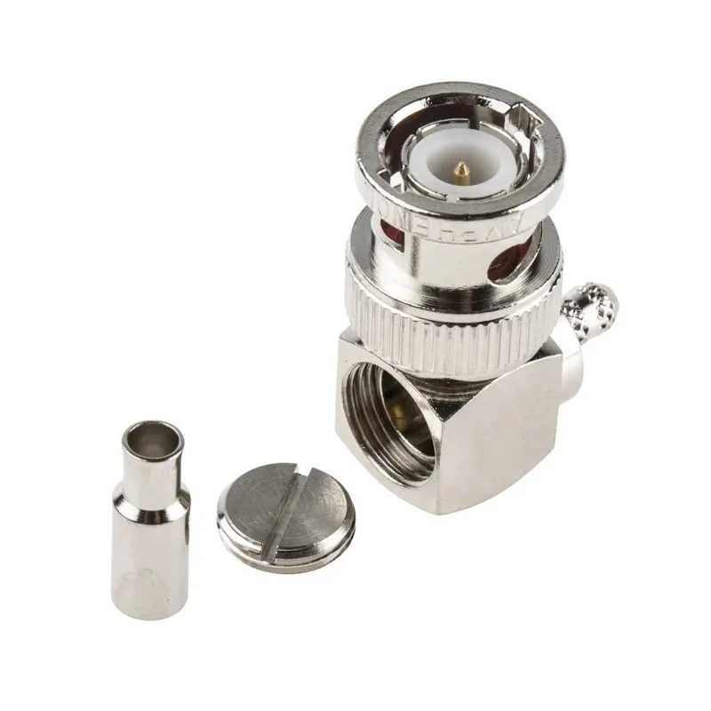 Amphenol RF BNC Series Coaxial Connector Cable Male BNC, 50 Ω, Right Angle Body, Crimp Termination B1112E1-ND3G-5-50