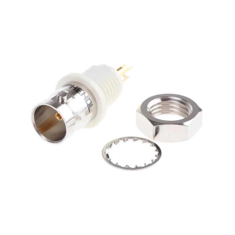 Amphenol RF BNC Series Coaxial Connector Panel Mount Female, 75 Ω, Straight Body Nickel Plated Solder B6651B1-NNYL3G-75