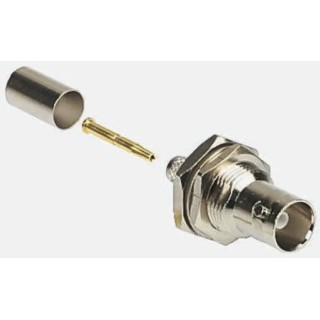 Amphenol RF BNC Series Coaxial Connector Panel Mount Female BNC, 50 Ω, Straight Body Crimp B6721A1-NT3G-1-50