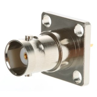 Amphenol RF BNC Series Coaxial Connector Flange Female BNC, 50 Ω, Straight Body Solder B6551A1-NT3G-50